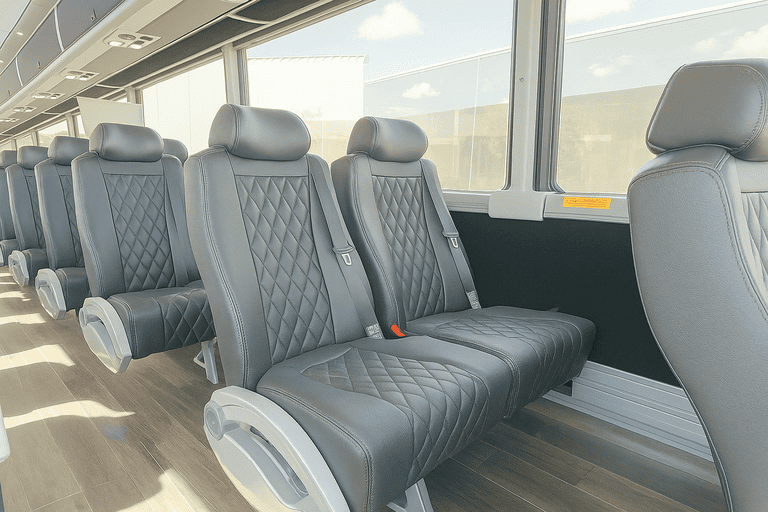 interior of Fremont Shuttle Bus Rentals charter bus